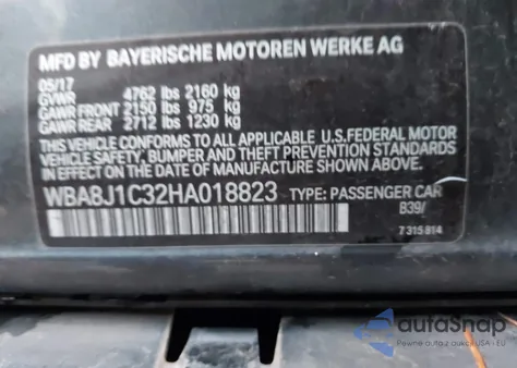 2017 BMW 328D xDrive из США, поврежденный, VIN WBA8J1C32HA018823